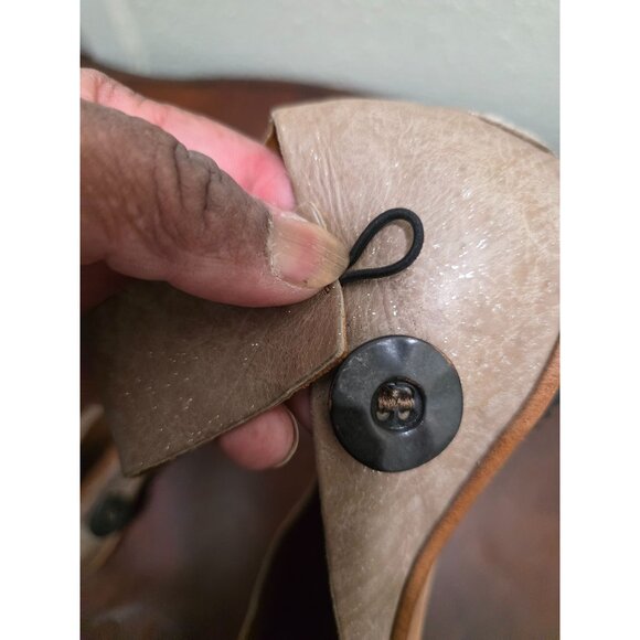 GYDWOQ Women's Tan Leather Ankle Strap Sandals Open Toe Size 37 - Picture 10 of 12